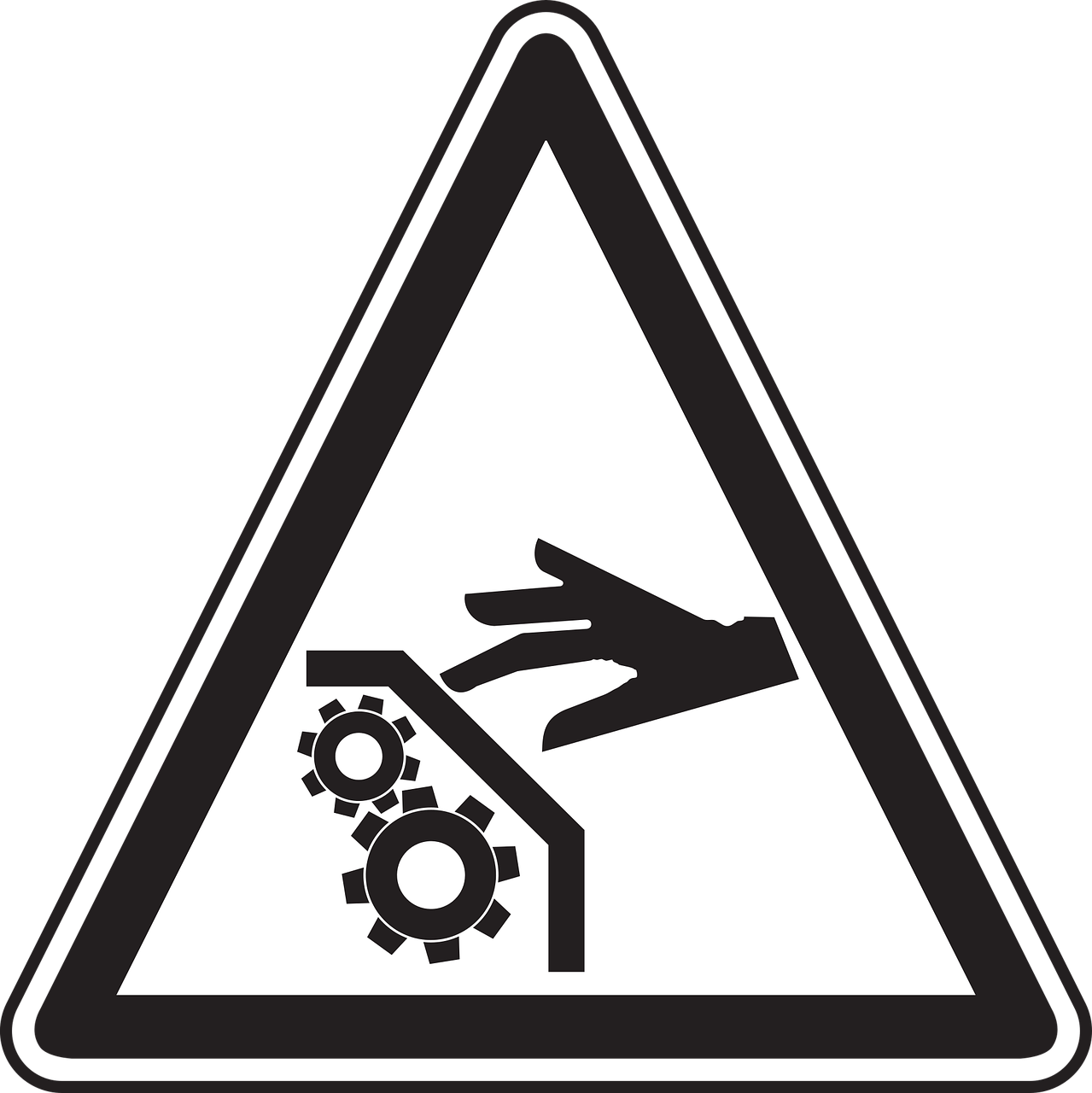 warning symbol meaning ensure guards are installed